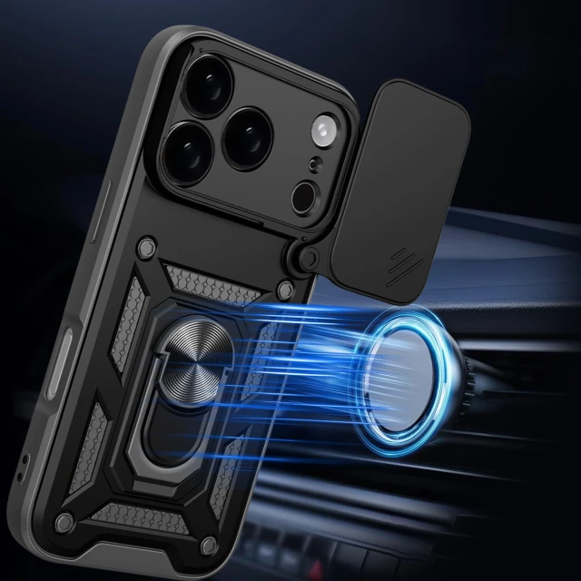 Чохол Hurtel Hybrid Armor Camshield для iPhone 17 Pro Black (5907769379390)