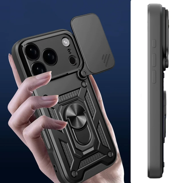 Чохол Hurtel Hybrid Armor Camshield для iPhone 17 Pro Black (5907769379390)