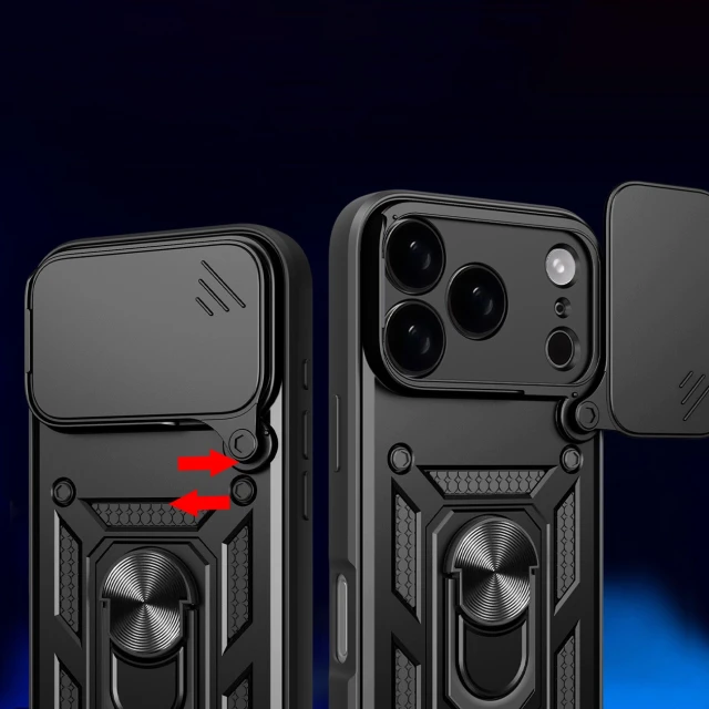 Чохол Hurtel Hybrid Armor Camshield для iPhone 17 Pro Black (5907769379390)