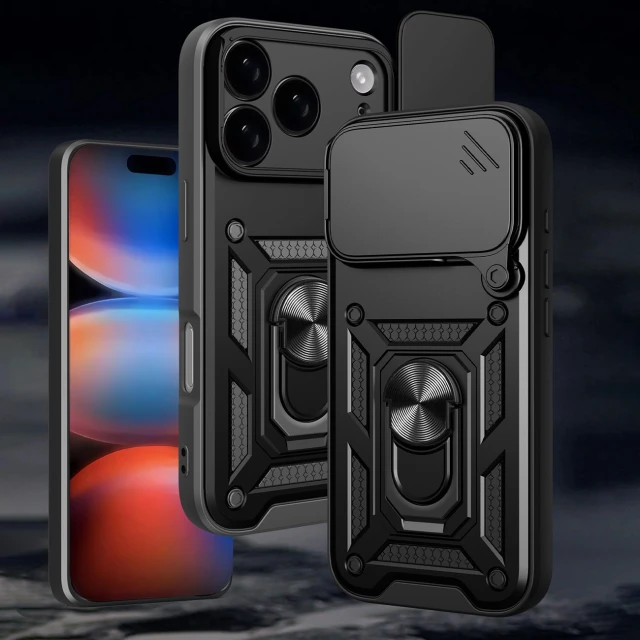 Чохол Hurtel Hybrid Armor Camshield для iPhone 17 Pro Max Чорний (5907769379406)