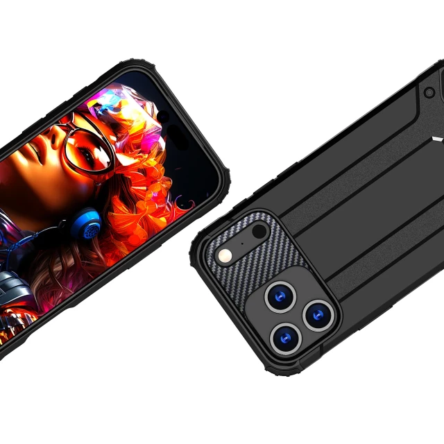 Чехол Hurtel Hybrid Armor для iPhone 17 Pro Черный (5907769379437)