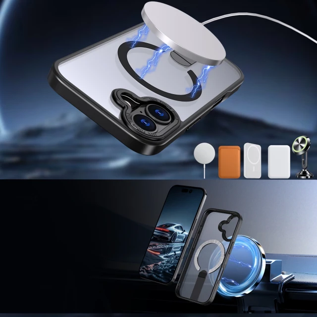 Чохол Hurtel Hybrid Armor X для iPhone 17 Black with MagSafe (5907769379451)