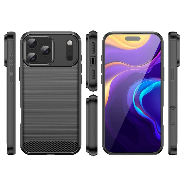 Чохол Hurtel Carbon Case для iPhone 17 Pro Black (5907769379543)