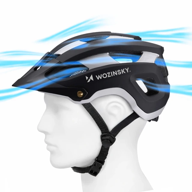 Велошолом MTB Wozinsky легкий L - чорно-сріблястий (5907769380839)