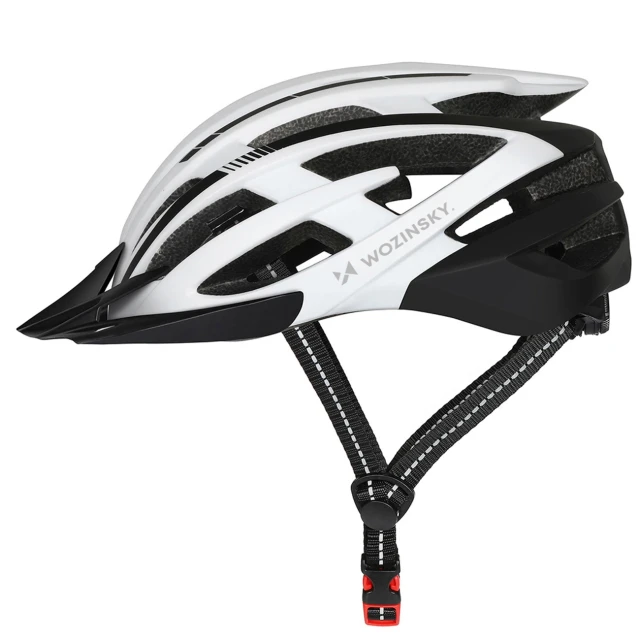 Велошолом MTB Wozinsky з задньою USB-лампою M - чорно-білий (5907769380860)