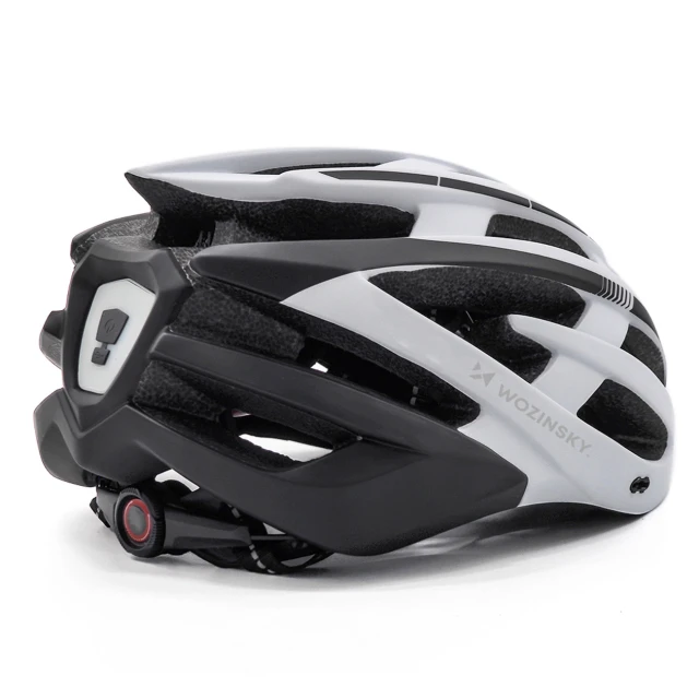 Велошолом MTB Wozinsky з задньою USB-лампою M - чорно-білий (5907769380860)
