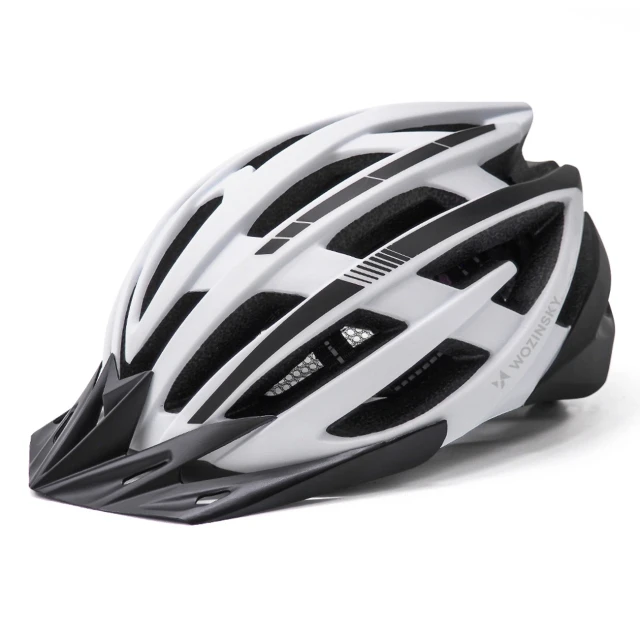 Велосипедний шолом Wozinsky MTB з задньою USB-лампою L Black-White (5907769380891)