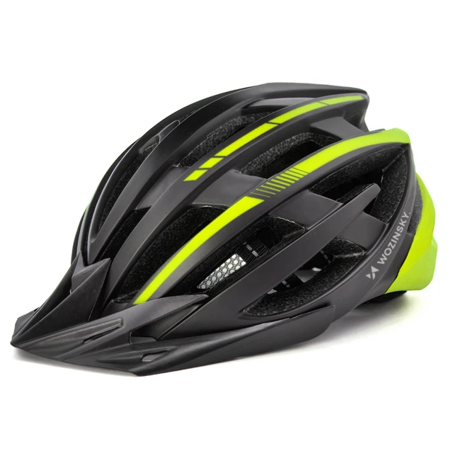 Велосипедний шолом Wozinsky MTB з задньою USB-лампою L Black-Yellow (5907769380914)