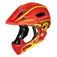 Детский велосипедный шлем Wozinsky Fullface с задней USB-лампой S Red-Yellow (5907769381003)