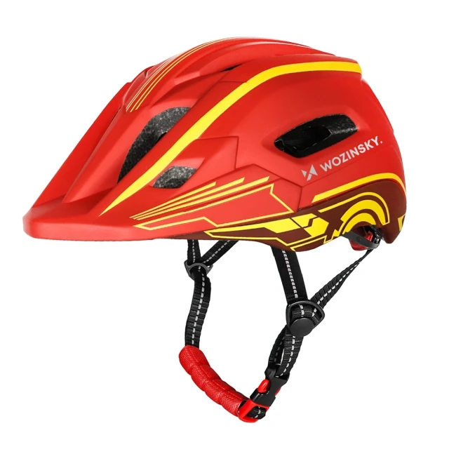 Дитячий велосипедний шолом Wozinsky Fullface з задньою USB-лампою S Red-Yellow (5907769381003)