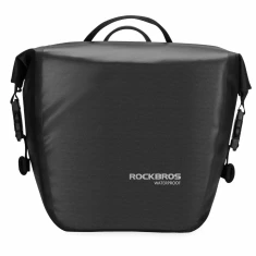 Сумка велосипедна Rockbros AS-003-1BK водонепроникна з ременем на плече монтаж перед/зад 10-14L чорна (5907769382062)