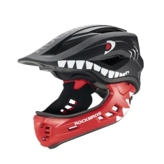 Детский велошлем Rockbros TT-32006 Shark со съемной челюстью размер S (48-52) Черный (5907769382277)
