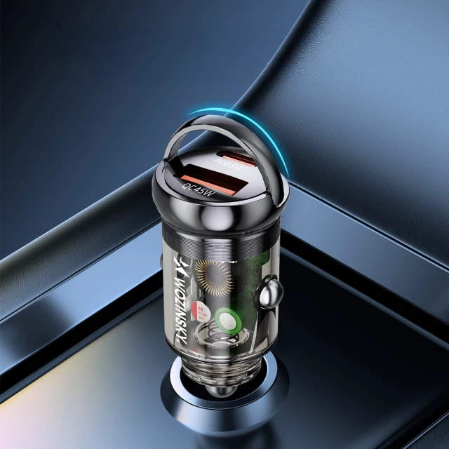 Автомобільний зарядний пристрій Wozinsky 65W USB-C PD + USB-A QC 3.0 Black (WCGWCW)