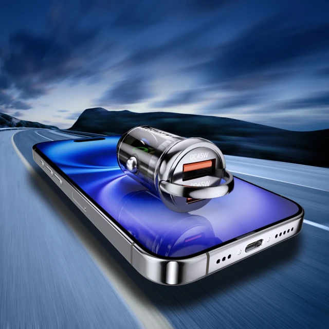 Автомобільний зарядний пристрій Wozinsky 65W USB-C PD + USB-A QC 3.0 Black (WCGWCW)