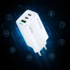 Зарядное устройство Wozinsky GaN 65W 2xUSB-C + USB-A с кабелем C-C White (WDCCBC)