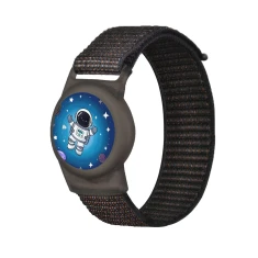 Чохол Hurtel для Apple AirTag для дітей з нейлоновим ремінцем на руку Astronaut Black (5907769384110)