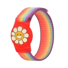 Чохол Hurtel для Apple AirTag для дітей з нейлоновим ремінцем на руку Flower Rainbow (5907769384127)