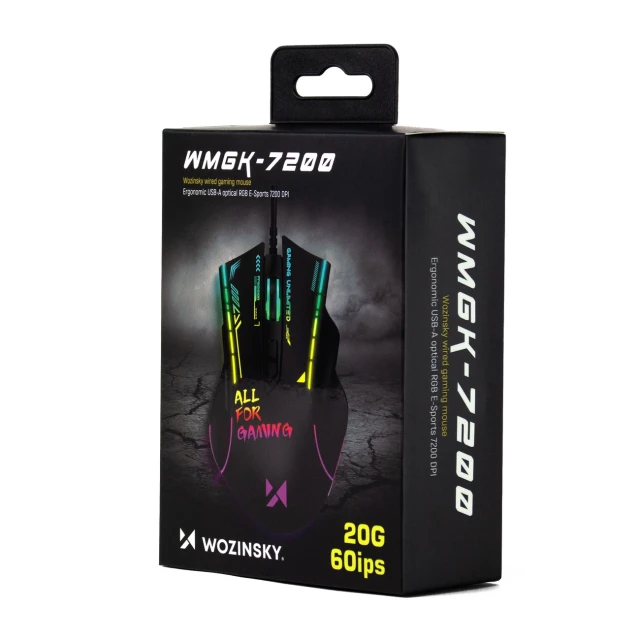 Миша дротова Wozinsky WMGK-7200 ігрова оптична 7200 DPI Black (WMGK-7200)