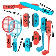 Набір аксесуарів Hurtel 10 в 1 для Nintendo Switch Sports Red and Blue (5907769384547)