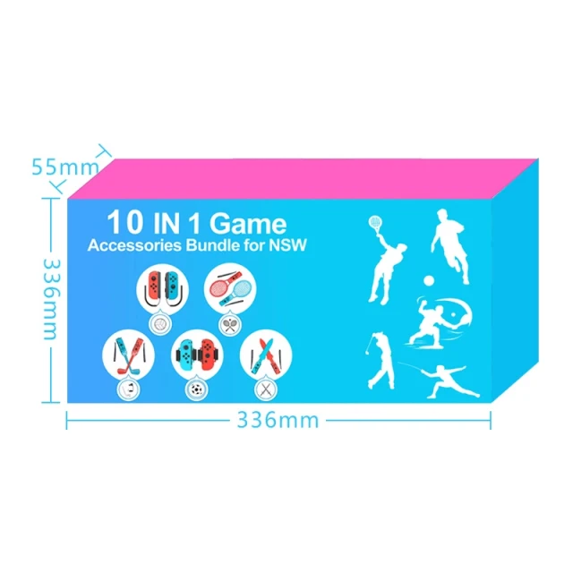 Набір аксесуарів Hurtel 10 в 1 для Nintendo Switch Sports Red and Blue (5907769384547)