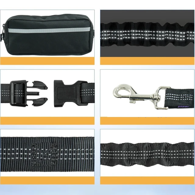Поясна сумка з еластичним повідцем для бігу з собакою Wozinsky WPST-01 Black (5907769384974)