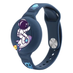 Браслет для AirTag силіконовий для дитини Navy Blue with Astronaut (WAT-46GA)