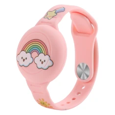 Браслет для AirTag силіконовий для дитини Pink with Rainbow (WAT-46RT)
