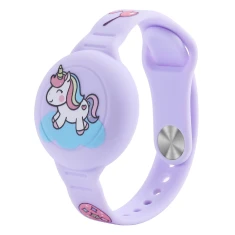 Браслет для AirTag силіконовий для дитини Purple with Unicorn (WAT-46FJ)