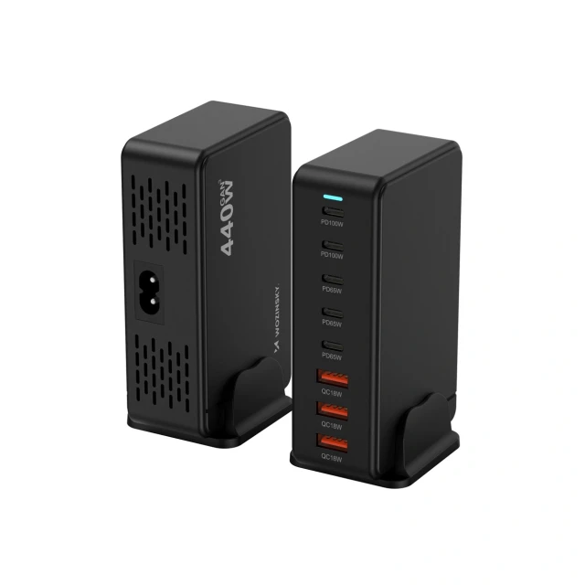 Зарядна станція Wozinsky WSL-440 440W GaN QC3 Black (5907769385070)