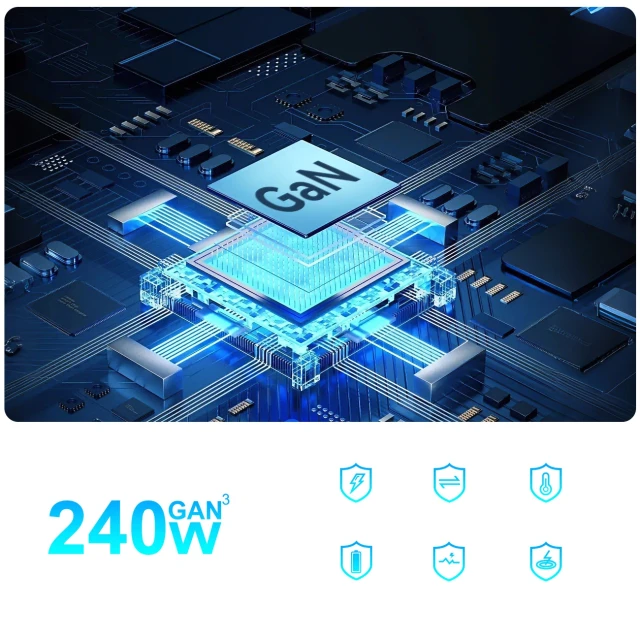 Зарядна станція Wozinsky 240W GaN QC3 Black (5907769385087)