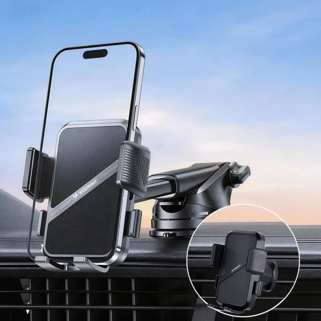 Автотримач Wozinsky WUS-CF29 3 в 1 на панель, скло та дефлектор гравітаційний Black (5907769385230)