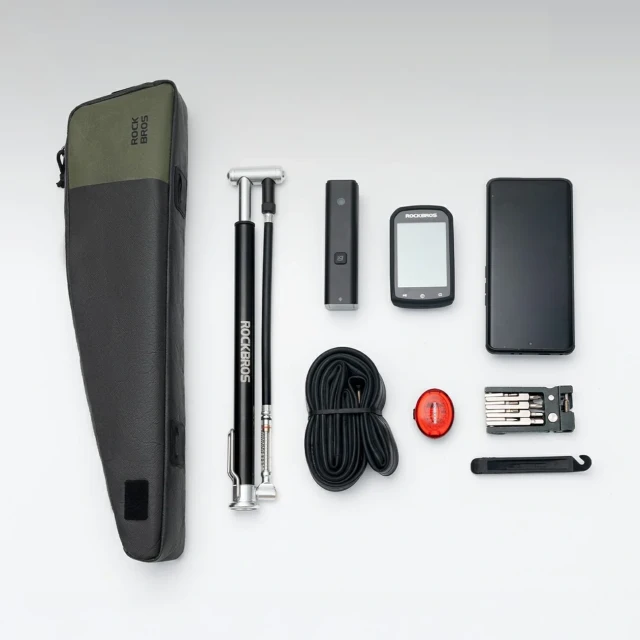 Велосумка Rockbros DB005 на раму 0.9L Black-Green (5907769386329)