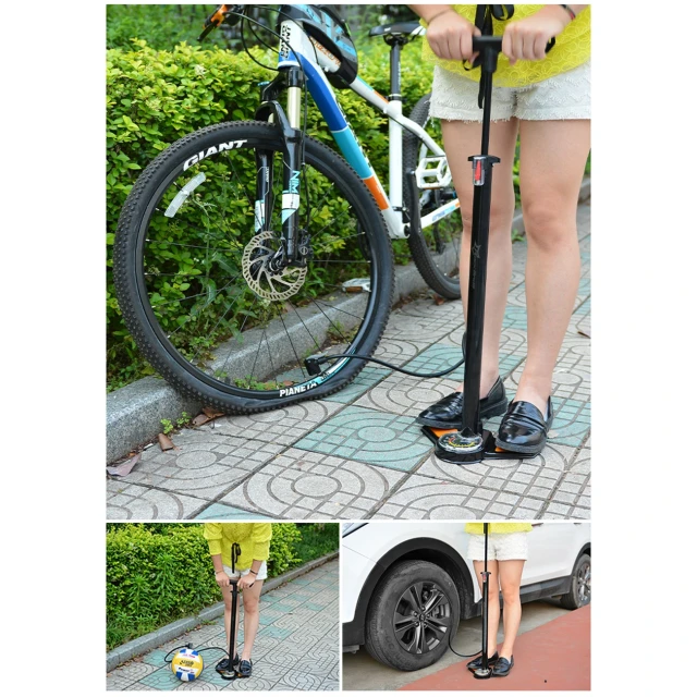 Підлоговий насос Rockbros GP6532B з манометром - чорно-помаранчевий (5907769386770)