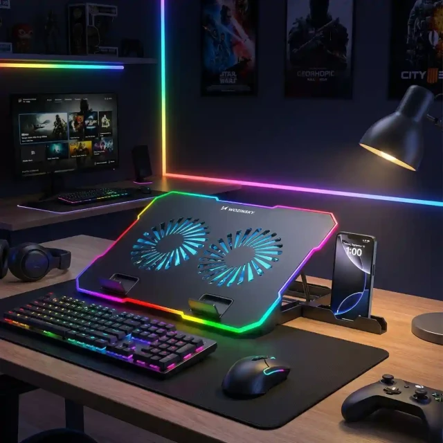 Підставка Wozinsky WDCX-A26 NitroCool RGB охолоджуюча геймерська під ноутбук Black (5907769387722)