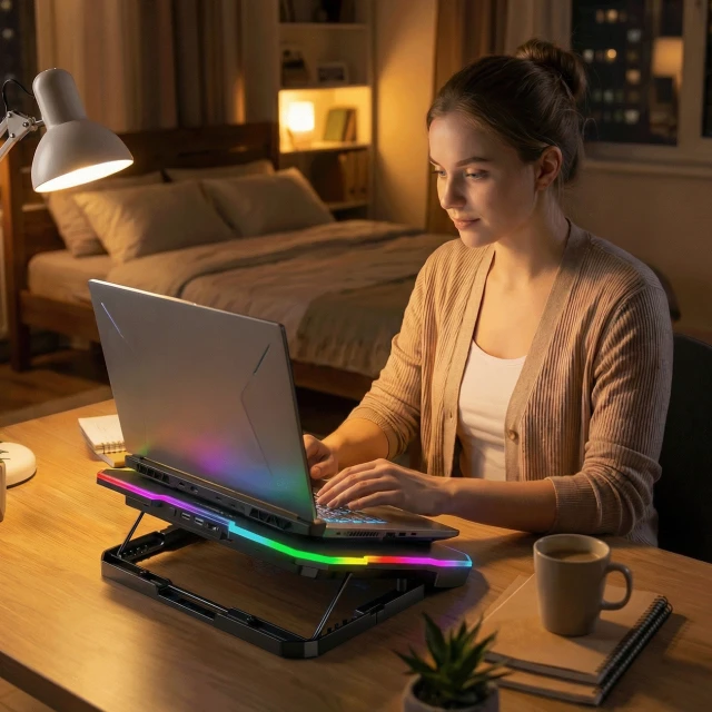 Підставка Wozinsky WDCX-A26 NitroCool RGB охолоджуюча геймерська під ноутбук Black (5907769387722)