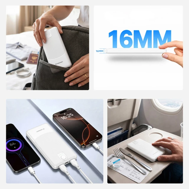 Powerbank Wozinsky Wpower WPBBK-3 10000 mAh 10 W 2x USB-A 2A White (5907769387739)