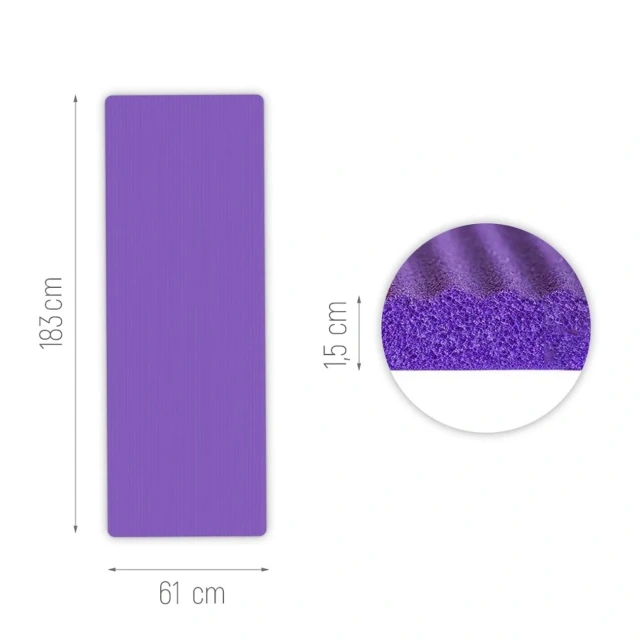 Килимок для вправ Wozinsky WNSP-15F 183 x 61 x 1.5 см товстий гімнастичний для йоги та фітнесу Purple (5907769387890)