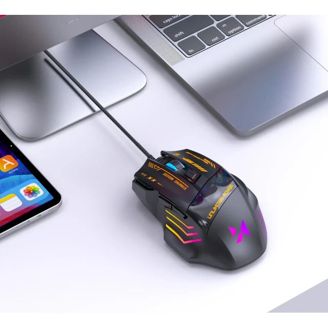 Проводная игровая мышь Wozinsky WMGK-1179W оптическая 7200 DPI с подсветкой Black (5907769387944)