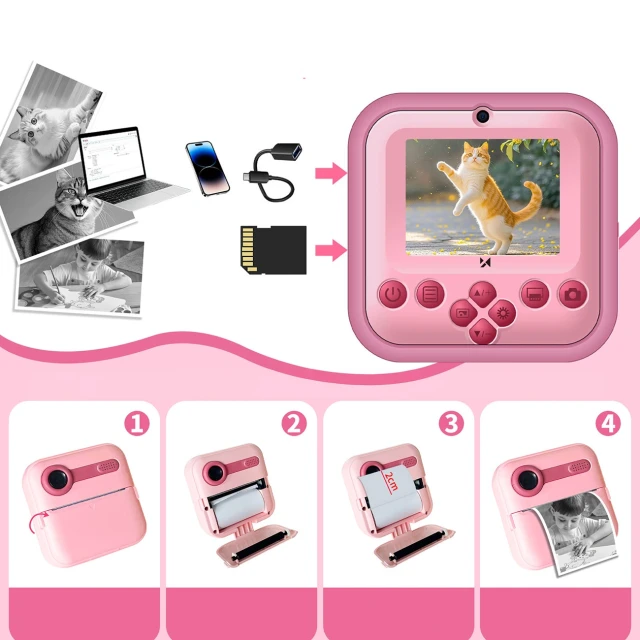 Детский фотоаппарат с термопринтером Wozinsky WDT-03 Pink (5907769387999)