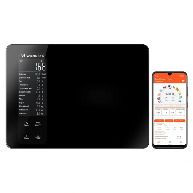 Ваги кухонні Wozinsky WIK-16 розумні з цифровим дисплеєм Bluetooth Black (5907769388019)
