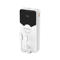 Powerbank Wozinsky WFC-15W 20000mAh 22.5W PD20W со встроенными кабелями Lightning и USB-C White (5907769388064)