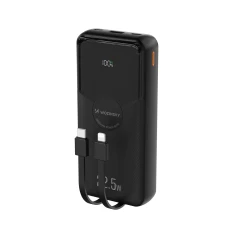 Powerbank Wozinsky 20000 mAh 22.5 W PD20W з вбудованими кабелями Lightning і USB-C Black (5907769388071)