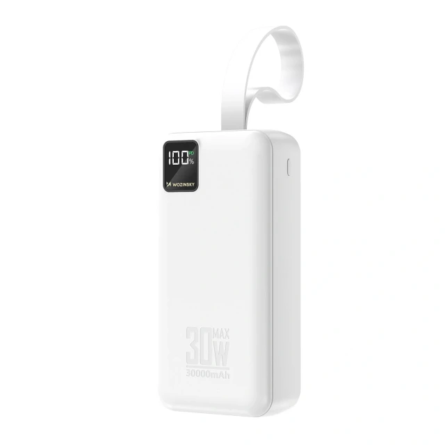 Powerbank Wozinsky W8-W 30000mAh 30W 2x USB-A USB-C White (5907769388118)