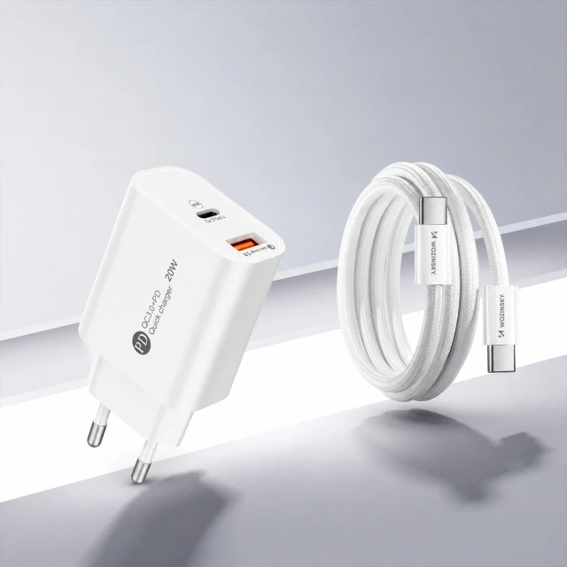 Зарядний пристрій Wozinsky WLS-20W 20W USB-A USB-C White (5907769388149)