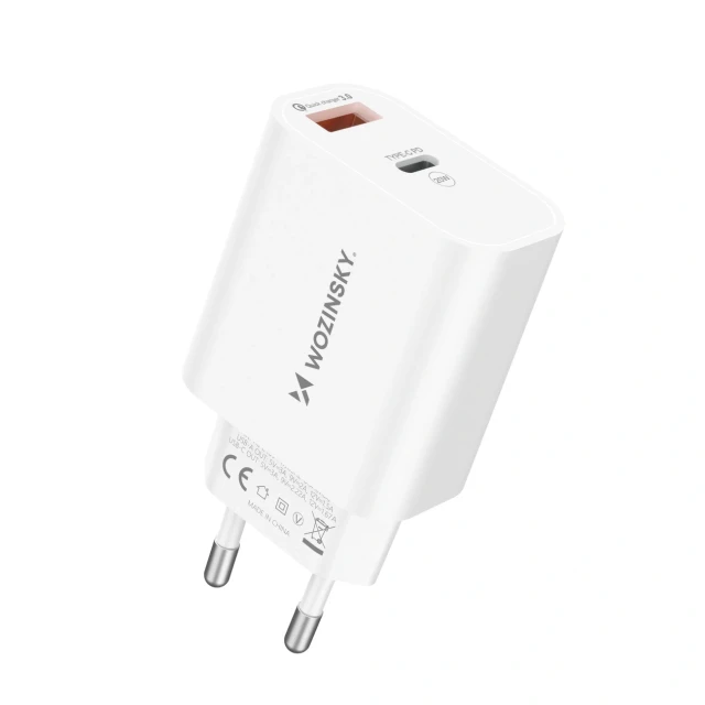 Зарядний пристрій Wozinsky WLS-20W 20W USB-A USB-C White (5907769388149)