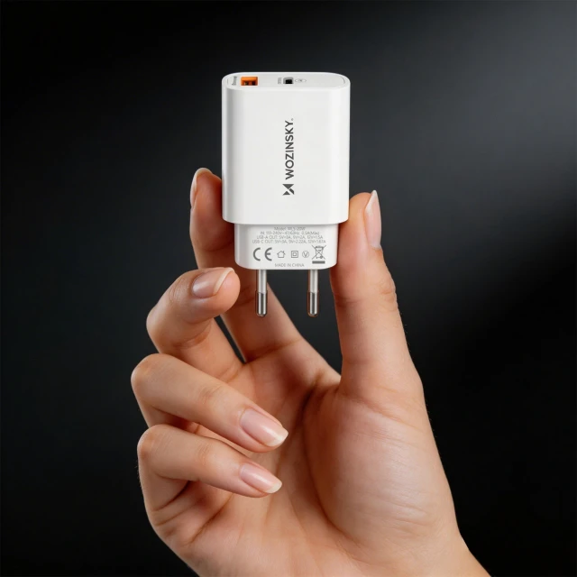 Зарядний пристрій Wozinsky WLS-20W 20W USB-A USB-C White (5907769388149)