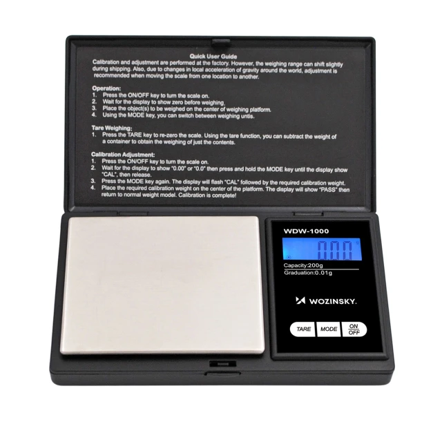 Ваги ювелірні Wozinsky WDW-1000 200g 0,01g прецизійні з підсвічуванням Black (5907769388545)