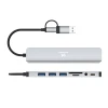 USB-хаб Wozinsky WAH-81 8 в 1 з картрідером SD, USB 3.0 та аудіовиходом Grey (5907769389511)