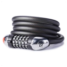 Замок велосипедний Rockbros RKS531 на шифр 5-цифровий трос сталевий 120см з LED - Black