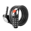 Замок велосипедний Rockbros RKS531 на шифр 5-цифровий трос сталевий 120см з LED - Black